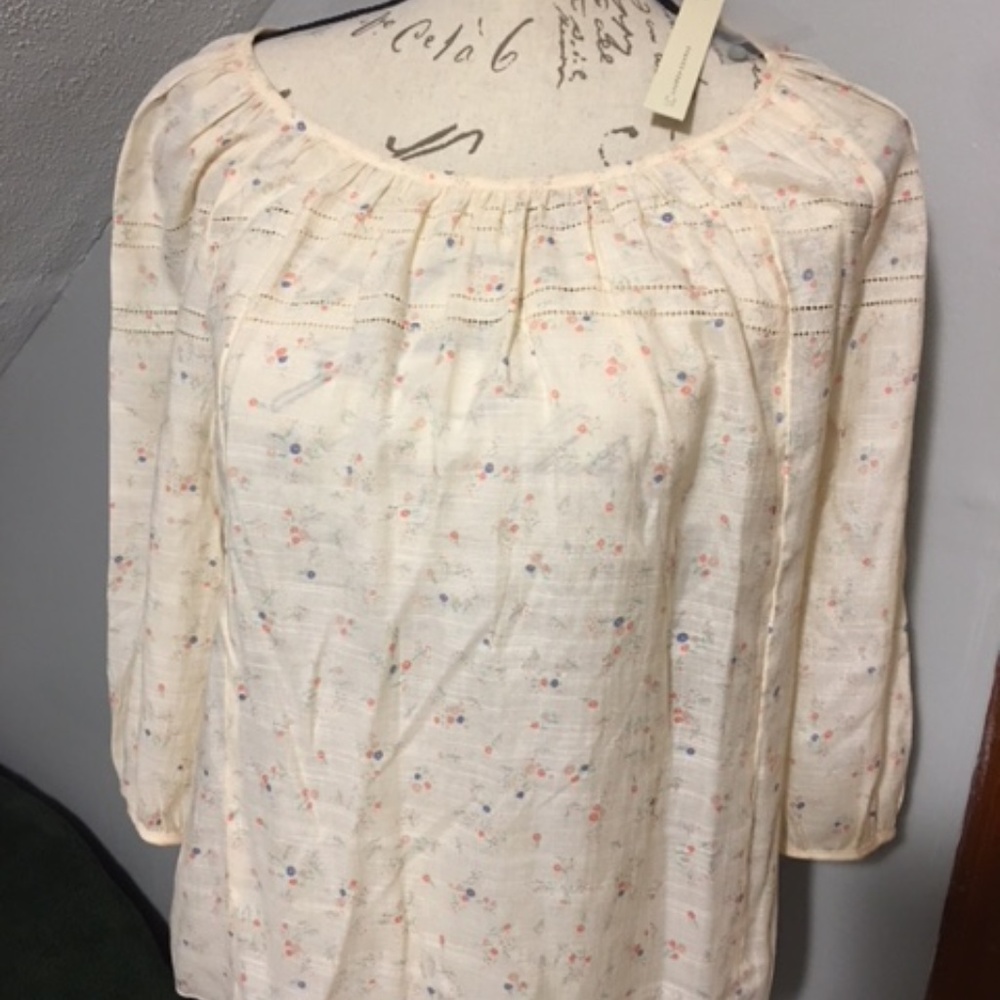 LC Lauren Conrad 3/4 sleeve M Americana Blooms
